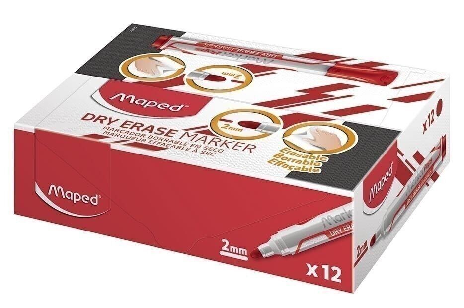 Pennarello JUMBO cancellabile a secco con punta OGIVE Rossa, in scatola da 12