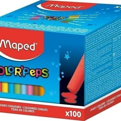 Box of 100 chalks assorted colors