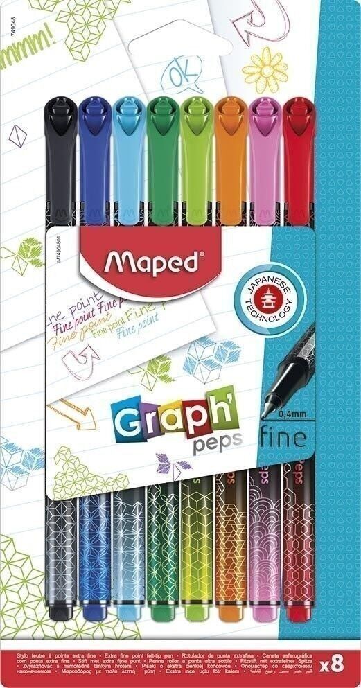 Inverted blister of 8 GRAPH'PEPS PREMIUM fineliners