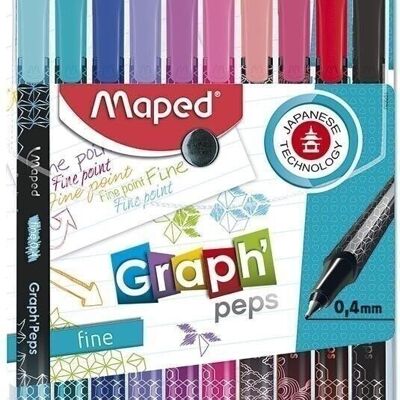 Pouch of 20 GRAPH'PEPS PREMIUM fineliners, decorated body