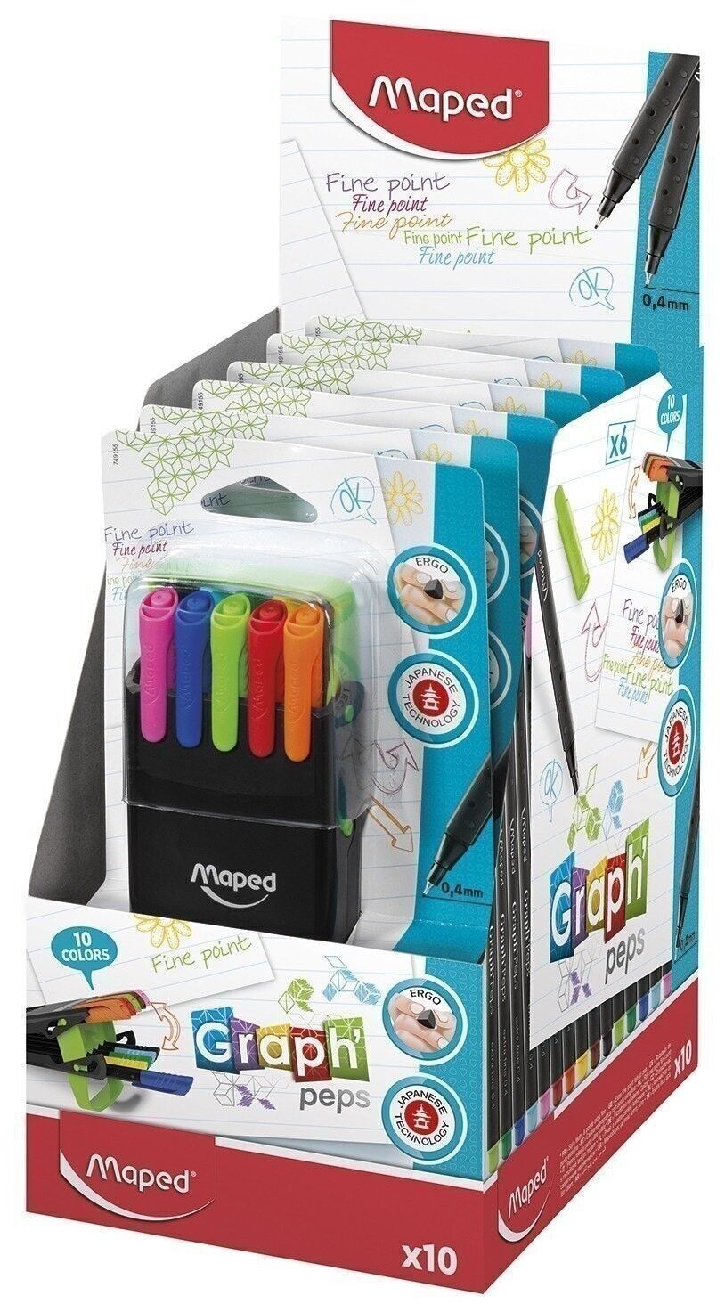 Scatola da cavalletto da 10 fineliner GRAPH'PEPS COMPACT
