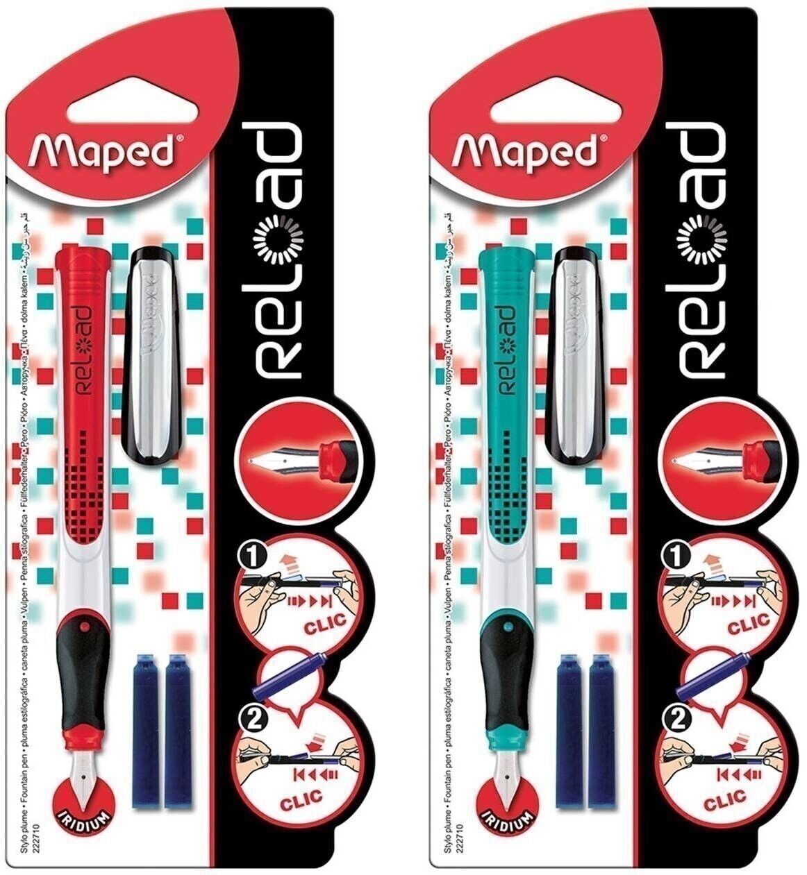 Penna stilografica RELOAD + 3 cartucce, colori assortiti, in blister