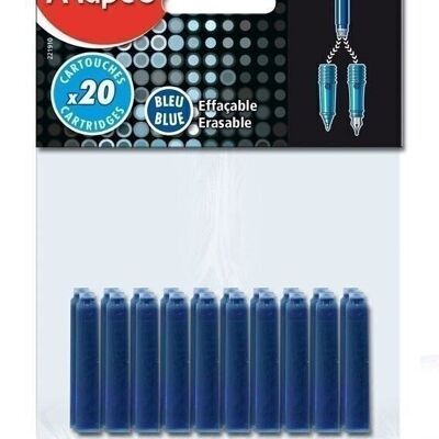 Bag of 20 erasable blue ink cartridges