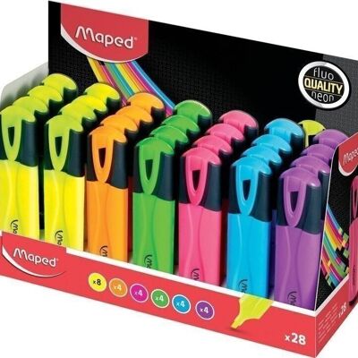 Display of 28 FLUO'PEPS CLASSIC highlighters, assorted colors