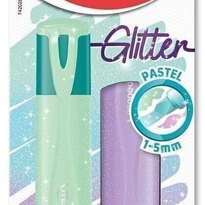 2 iluminadores FLUO'PEPS GLITTER PASTEL: 2 colores surtidos, en blister