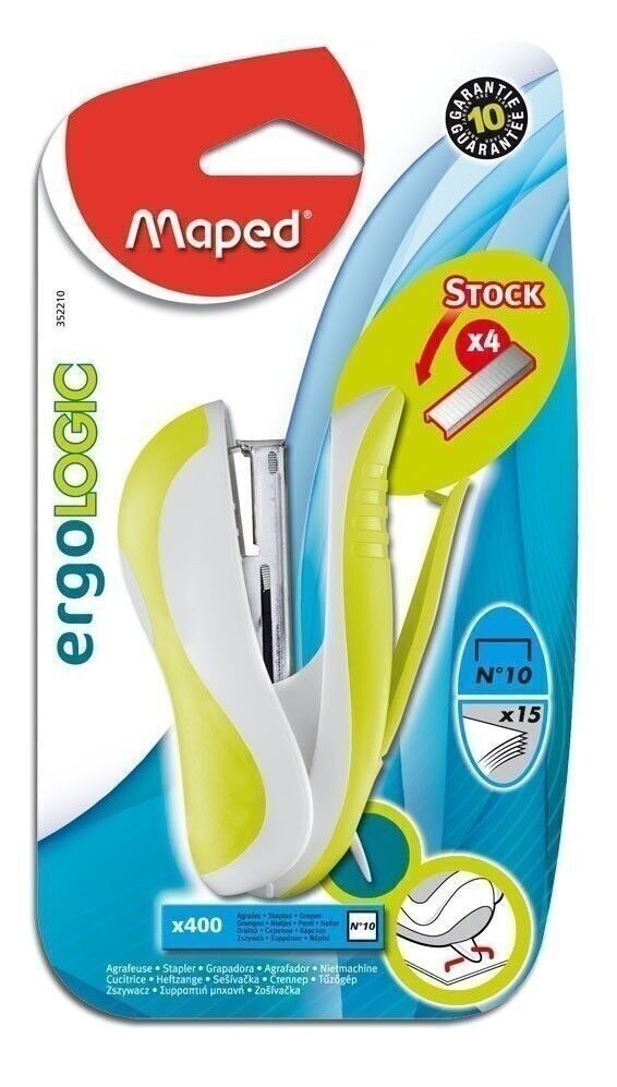 Grapadora ERGOLOGIC Pocket N°10 + 400 grapas, colores surtidos, en blister