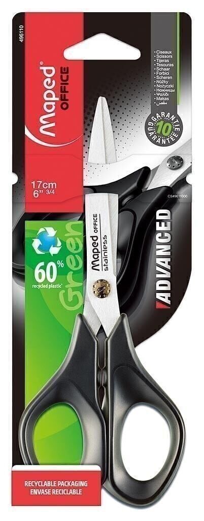 ADVANCED GREEN Schere 17 cm symmetrisch - Recycelte ergonomische Ringe