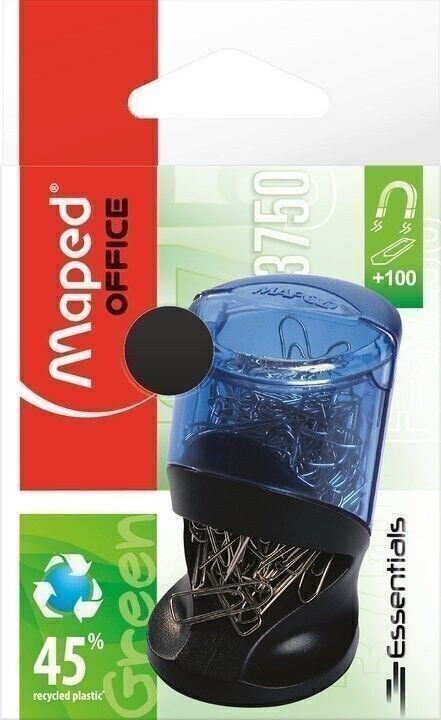 ESSENTIALS GREEN Büroklammerspender, Magnetfuß, transparenter Behälter, graue Farbe