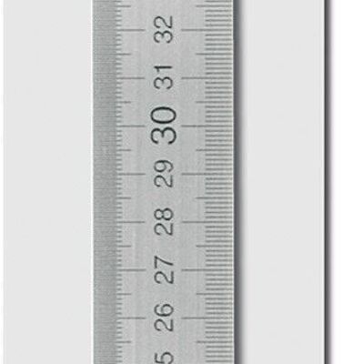 Ruler 50 cm in stainless steel, graduations engraved on both sides