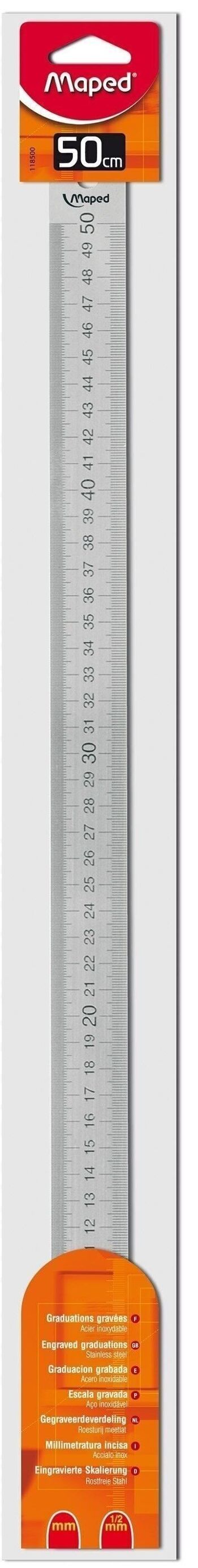 Réglet 50 cm en acier inoxydable, graduations gravées 2 faces 1