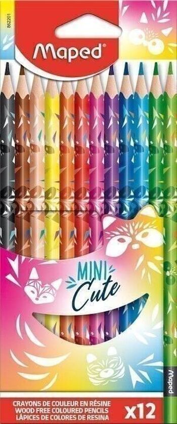 12 crayons de couleur MINI CUTE, en pochette carton 2