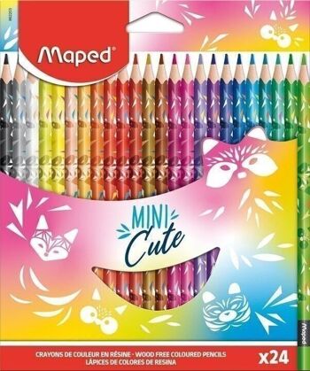24 crayons de couleur MINI CUTE, en pochette carton 4
