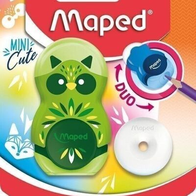 Taille-crayons gomme LOOPY MINI CUTE, 1 usage, coloris assortis, en blister