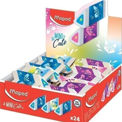 MINI CUTE pyramid eraser, assorted colors, in display