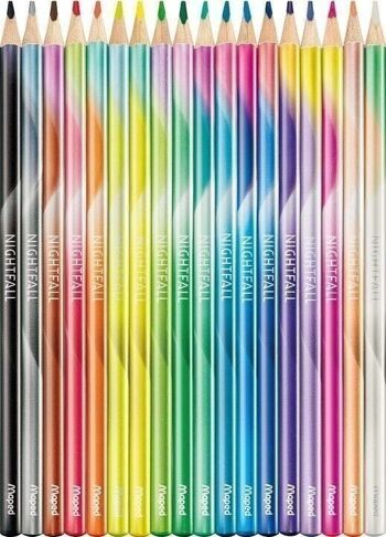 18 crayons de couleur bois NIGHTFALL, FORMAT SPECIAL en pochette carton, équivalent 15+3 2