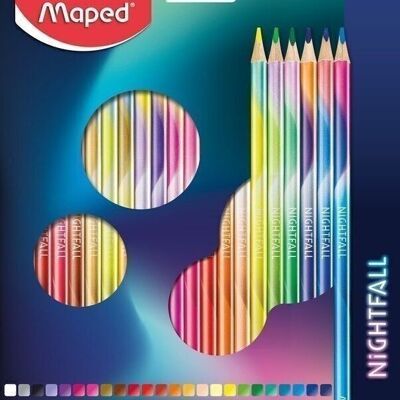 24 lápices de colores de madera NIGHTFALL, en funda de cartón