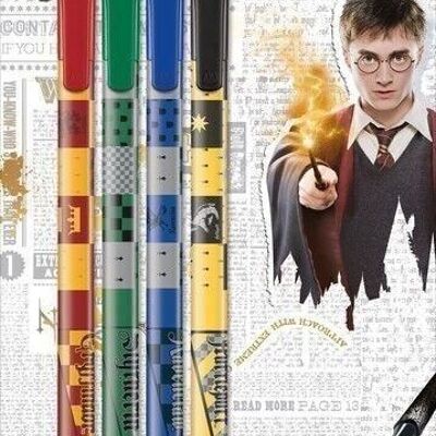 Maped - 4 penne da scrittura Harry Potter - punta da 0,8 mm - rossa, verde, blu e nera