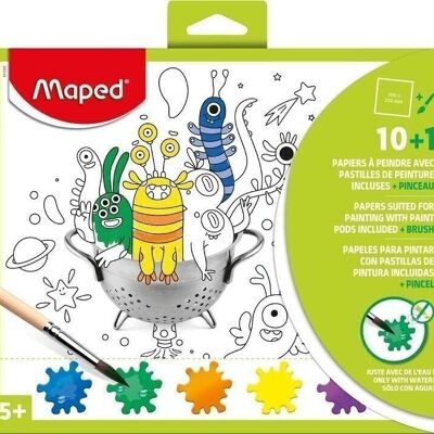 Painting paper with capsule x10 + 1 brush, assorted colors, in cardboard sleeve