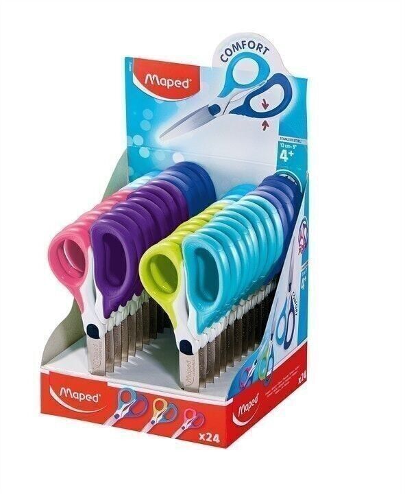 SENSOFT ASYMMETRISCHE Schere 13 cm, flexible Ringe, farblich sortiert, im Display