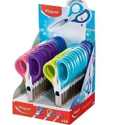 Forbici ASIMMETRICHE SENSOFT 13 cm, anelli flessibili, colori assortiti, in espositore