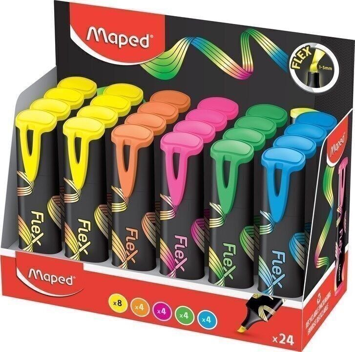 Espositore da 24 evidenziatori FLEX, colori assortiti