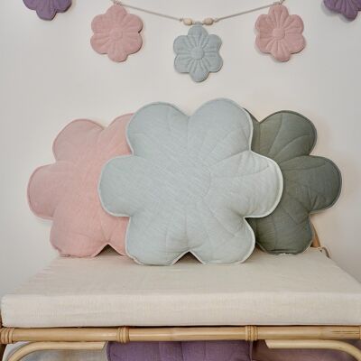 Coussin fleur de lin "Menthe"