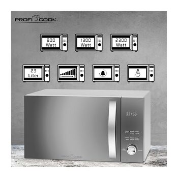 Micro-Ondes Avec Gril Et Convection 3en1 23L 2300W Proficook PC-MWG 1176H Silver 4