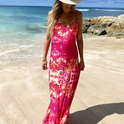 Exotic pink maxi sun dress