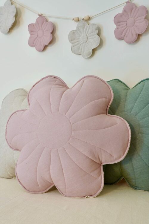 Linen bloom pillow "Powder rose"