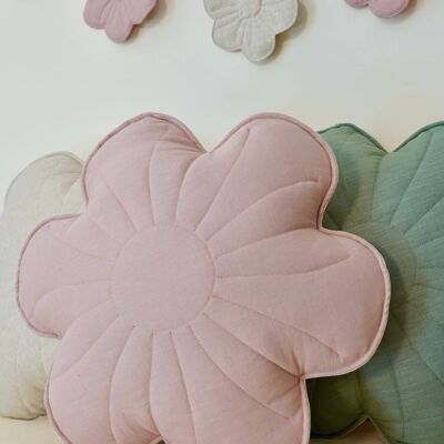 Linen bloom pillow "Powder rose"