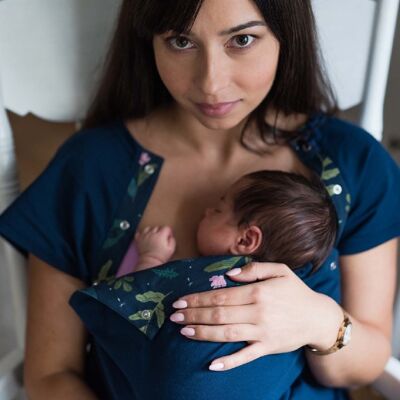 BASIC breastfeeding dress navy blue night meadow