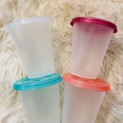 16oz Clear Frosted Tumbler with choice of Lid