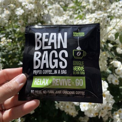 Relax Revive Go Individually Wrapped Coffee Bean Bags: Case of 50 envelopes