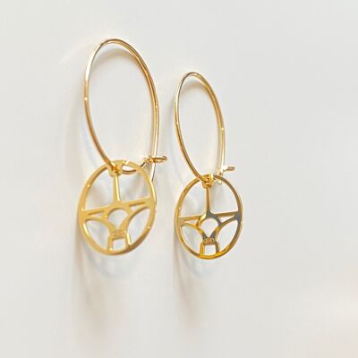 BOUCLES D'OREILLES ART-PONT D'AMOUR 1,5 cm - Or jaune 18 carats plaqué sur argent 925