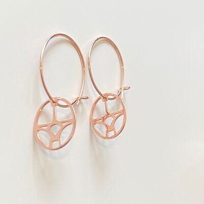 EARRINGS ART-PONT D'AMOUR 1.5 cm - 18 carat pink gold plated on 925 silver