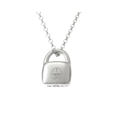 Brushed Pebble Silver Padlock Necklace - Without Engraving