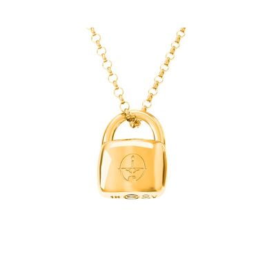 Vermeil Pebble Padlock Necklace - With Engraving