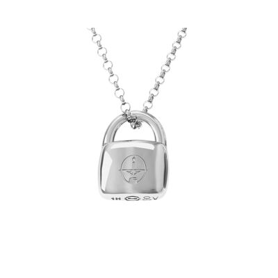 Polished Pebble Silver Padlock Necklace - Without Engraving