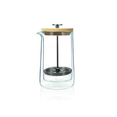 500ML DOUBLE WALL GLASS COFFEE MACHINE WITH WOODEN LID