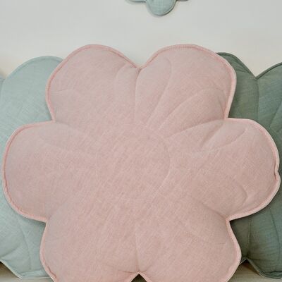 Linen bloom pillow "Light pink lily"