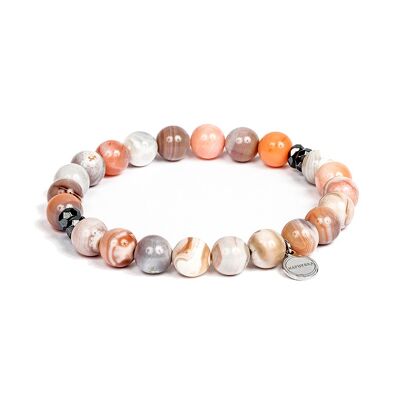 Bracelet en Agate rose botswana 8 millimètres