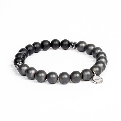 Bracelet en Hématite gris mat • obsidienne noire mat