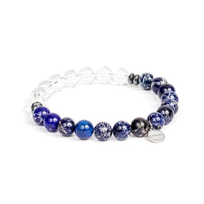 Bracelet en Jaspe bleu • cristal de roche