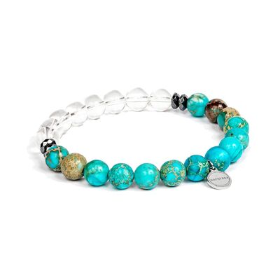 Bracelet en Jaspe turquoise • cristal de roche