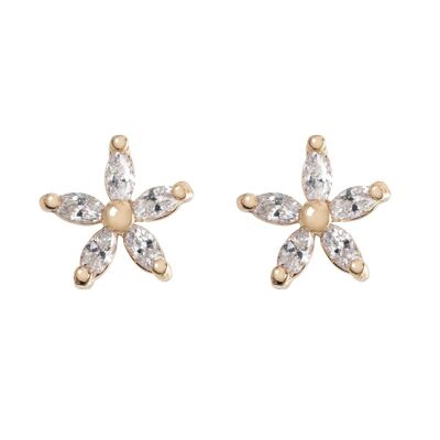 Timi of Sweden | Crystal Flower Stud Earrings - Gold | Exclusive Scandinavian design that is the perfect gift for every women