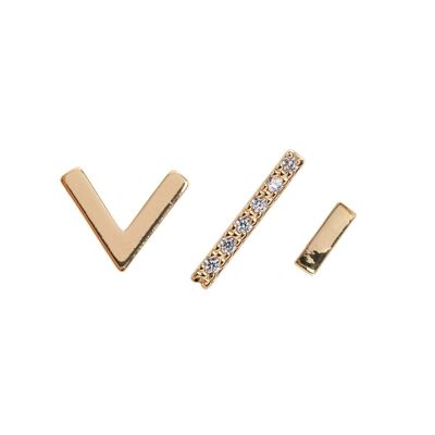 Timi of Sweden | Minimalistic Geometric Trio Stud Earring - Gold | Exclusive Scandinavian design that is the perfect gift for every women