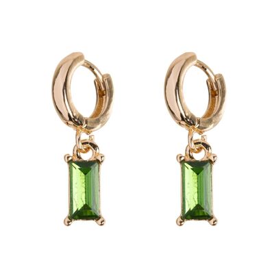 Timi of Sweden | Rectangle Emerald Crystal Hoop Earrings | Exclusive Scandinavian design that is the perfect gift for every women