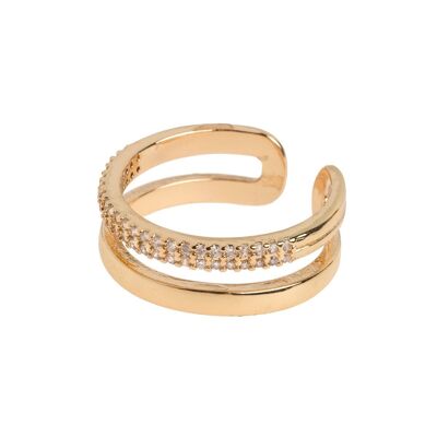 Timi of Sweden | Double Lined with Crystals Ring - Gold | Exclusive Scandinavian design that is the perfect gift for every women