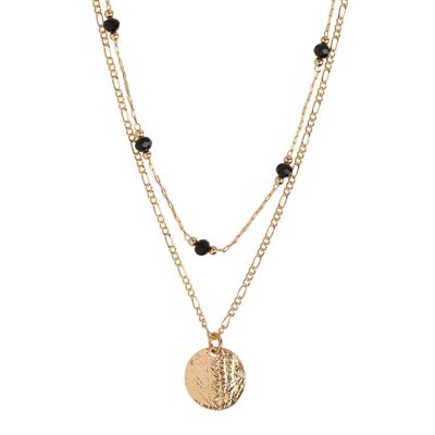 Timi of Sweden | Coin and Black Bead Double Necklace - Gold | Exclusive Scandinavian design that is the perfect gift for every women