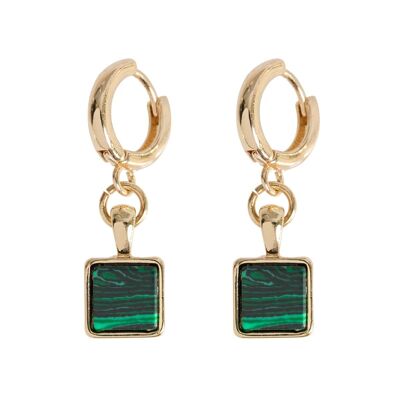 Timi of Sweden | Square Green Stone Hoop Earrings - Gold | Exclusive Scandinavian design that is the perfect gift for every women